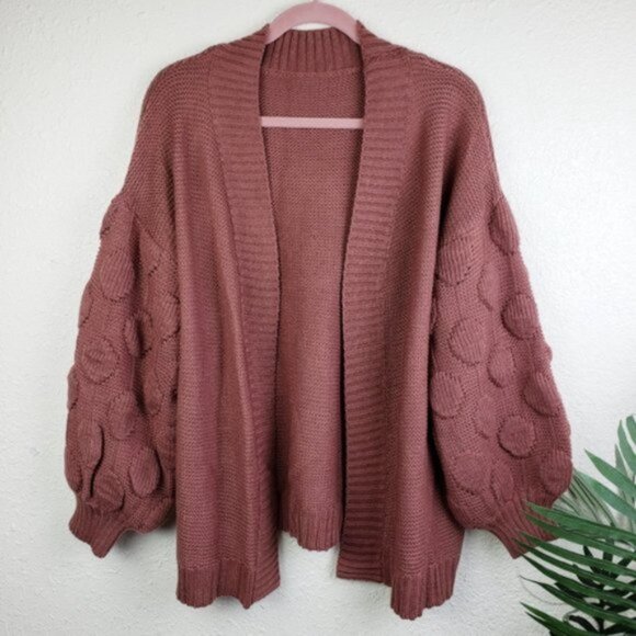TOBI Shannon Oversized Bohemian Slouchy Chunky Knit Cardigan Balloon Sleeve Boho - Picture 3 of 15